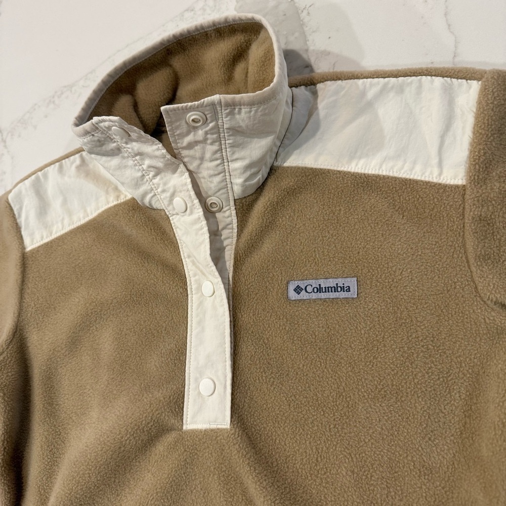 Columbia Benton Springs Crop Fleece Pullover Sweatshirt Women’s Small Tan/Beige - Picture 4 of 8